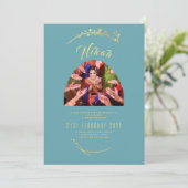 NIKAH Turquoise Gold PHOTO Faire-part de mariage i (Debout devant)