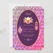 NIKAH - uitnodiging tot Paarse bruiloft in Moskee (Voorkant)
