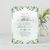 NIKAH Verdure Mariage Invitations Or moderne (Debout devant)