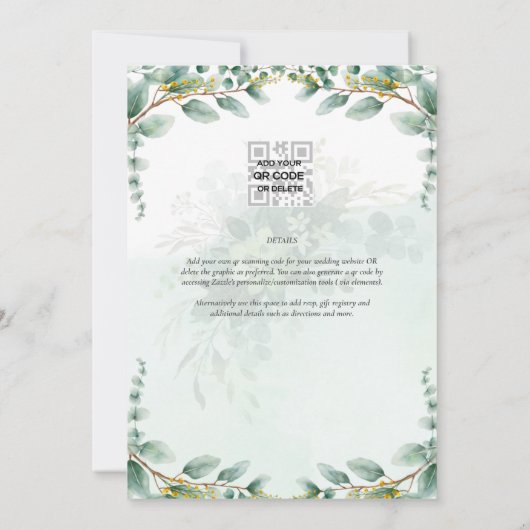 NIKAH Verdure Mariage Invitations Or moderne (Dos)
