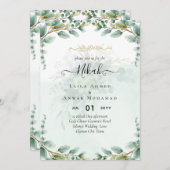 NIKAH Verdure Mariage Invitations Or moderne (Devant / Derrière)