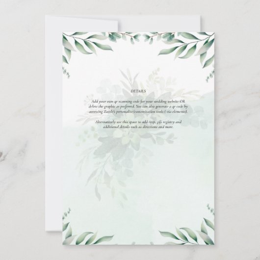 Nikah Walima GREENERY FAIRE-PART DE MARIAGE islami (Dos)