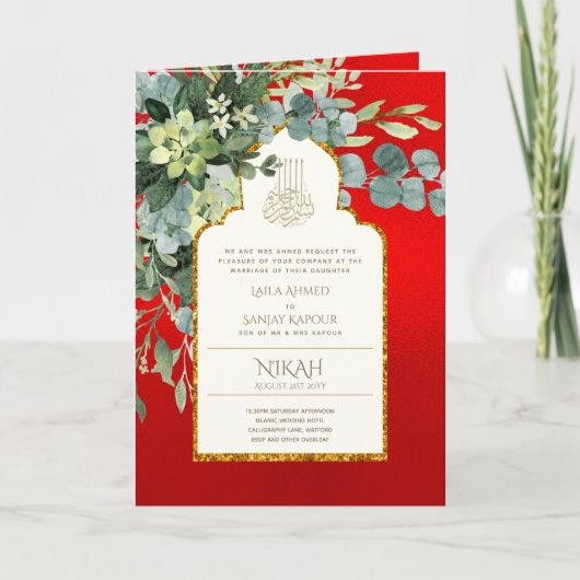 Nikah Walimah Wedding Invitation Programme RSVP Kaart (Voorkant)