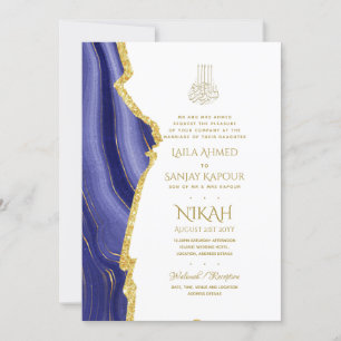 Nikah Wedding Invites - Agate Gold Islamic Walimah Kaart
