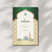Nikah Welcome Sign Islamic Emerald & Gold Masjid Acryl Bord