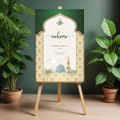 Nikah Welcome Sign Islamic Emerald & Gold Masjid Acryl Bord