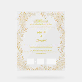 Nikkah certificaat, Moslim contract, Acryl Bord