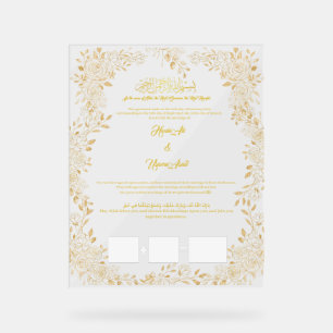 Nikkah certificaat, Moslim contract, Acryl Bord