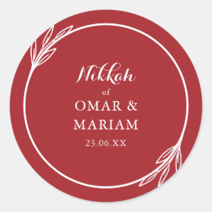 Nikkah Elegant Scarlett Botanical Quote Ronde Sticker