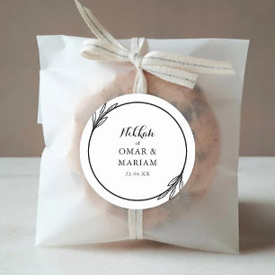 Nikkah Elegant Zwart Wit Huwelijksgunst Ronde Sticker
