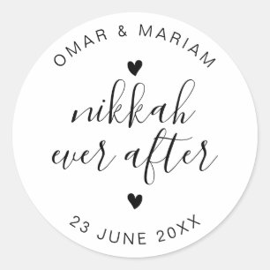 Nikkah Ever na elegante prijsopgave met zwarte tek Ronde Sticker