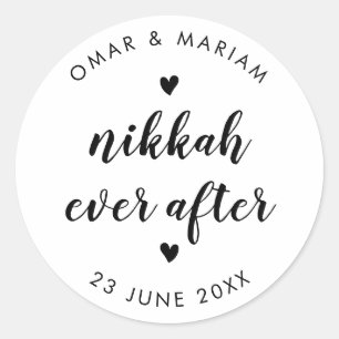 Nikkah Ever na elegante prijsopgave met zwarte tek Ronde Sticker