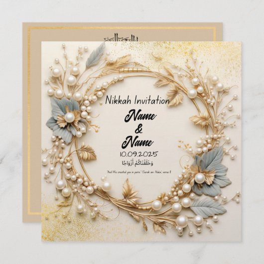 Nikkah faire-part de mariage (Devant / Derrière)