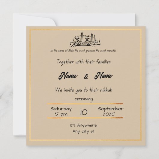 Nikkah faire-part de mariage (Dos)