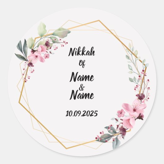 Nikkah gunststickers ronde sticker (Voorkant)