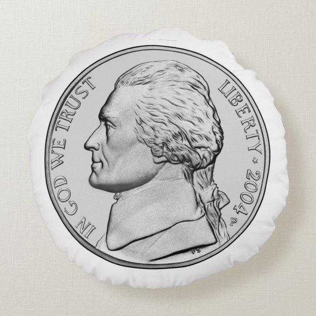 Nikkelmunt rondreis. rond kussen (Achterkant)