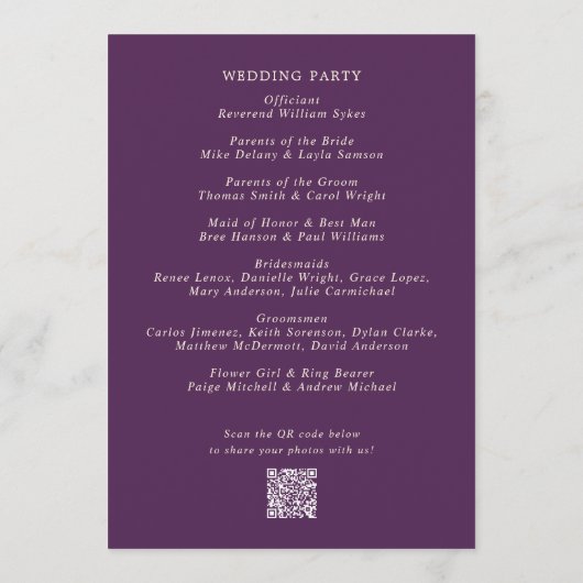 Nikki Paarse bruiloft Programma (Achterkant)