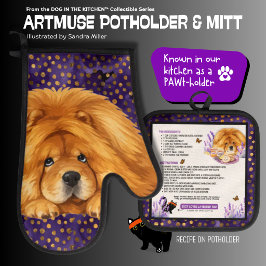 NIKO -CHOW DOG Oven Mitt & Pot Holder Ovenwant & Pannenlap Set