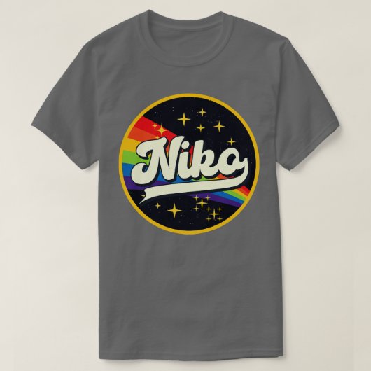 Niko regenboog in ruimte  stijl t-shirt (Design voorkant)