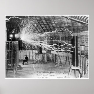 Nikola Tesla, 1899. Hoge resolutie Poster
