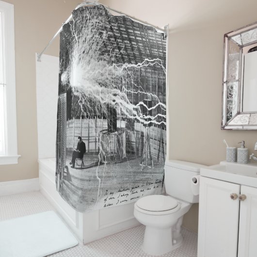 Nikola Tesla dans son rideau en douche de (En situation)