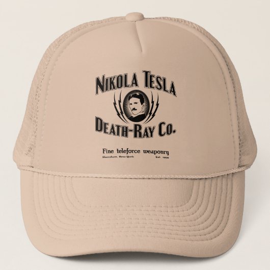 Nikola Tesla Death-Ray Co. Trucker Pet (Voorkant)