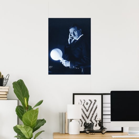 Nikola Tesla demonstreert draadloze Power C 1900 Poster (Thuiskantoor)
