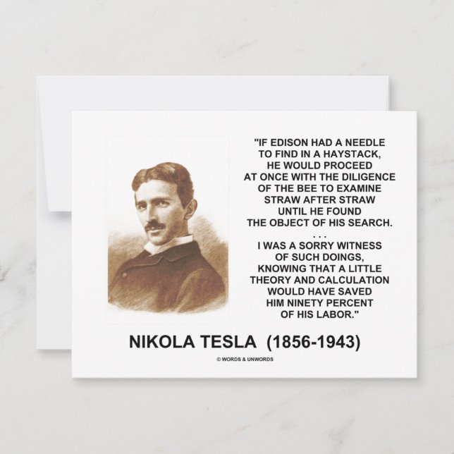 Nikola Tesla Edison Needle Haystack Theory Quote (Voorkant)