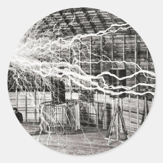 Nikola Tesla Electricity Ronde Sticker (Voorkant)