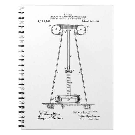 Nikola Tesla Energy Transmission Pantent US119732 Notitieboek (Voorkant)