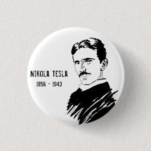 Nikola Tesla Genius Inventor Badge Ronde Button 3,2 Cm