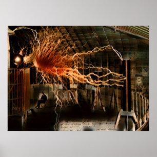 Nikola Tesla Man of Mystery Kleur Redux Poster