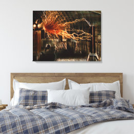 Nikola Tesla Man van Mysteries Kleur Redux Canvas Afdruk