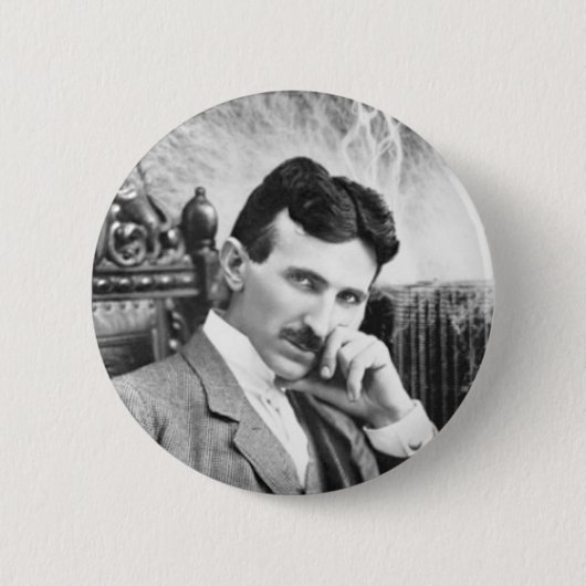 Nikola Tesla Pin Ronde Button 5,7 Cm (Voorkant)