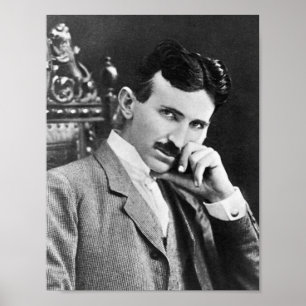 NIKOLA TESLA PORTRAIT IN BLACK EN WITTE POSTER