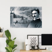 NIKOLA TESLA PORTRAIT IN BLACK EN WITTE POSTER (Thuiskantoor)