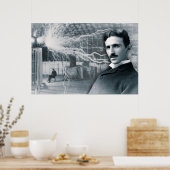 NIKOLA TESLA PORTRAIT IN BLACK EN WITTE POSTER (Keuken)