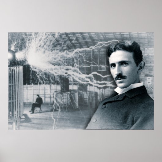 NIKOLA TESLA PORTRAIT IN BLACK EN WITTE POSTER (Voorkant)