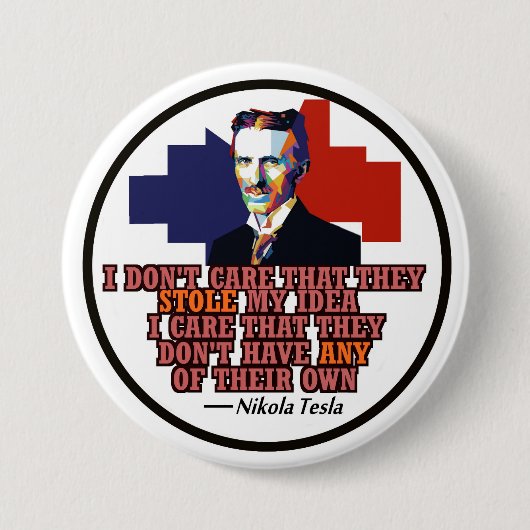 Nikola Tesla Ronde Button 7,6 Cm (Voorkant)