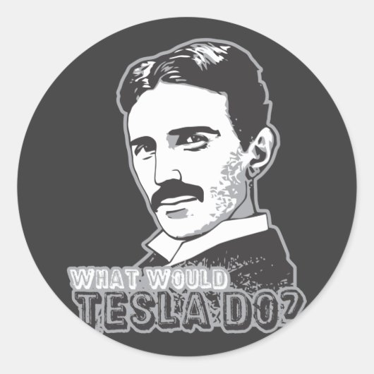 Nikola Tesla Ronde Sticker (Voorkant)
