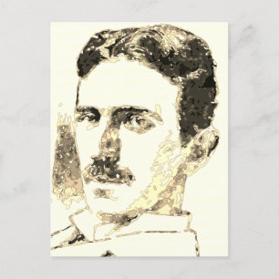 Nikola Tesla tekening in sepia Briefkaart