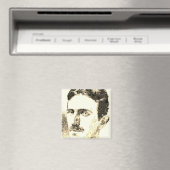 Nikola Tesla tekening in sepia Magneet (Insitu (Vaatwasser))