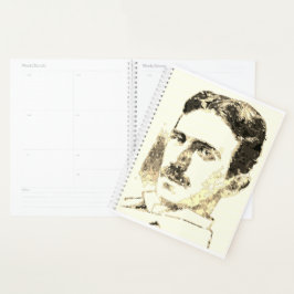 Nikola Tesla tekening in sepia Planner