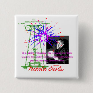 Nikola Tesla Vierkante Button 5,1 Cm