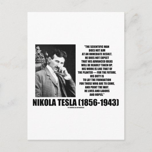 Nikola Tesla Wetenschappelijk Man streeft niet onm Briefkaart (Voorkant)