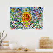 Nik's PLA-Poster (blauwe achtergrond) Poster (Keuken)