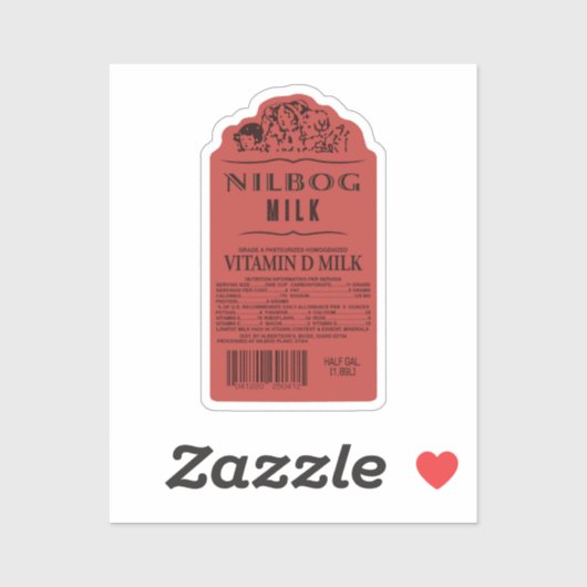 Nilbog Milk Vinyl Sticker (Feuille)