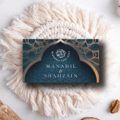 Nile Blue Islamic Arch QR Code RSVP Wedd Website Informatiekaartje