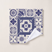 Nile Blue Oiseaux Traditionnels Mexicains Talavera (Gant de toilette)