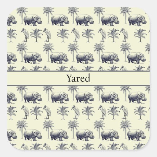 Nile River Botanische Patroon, aangepast Vierkante Sticker (Voorkant)